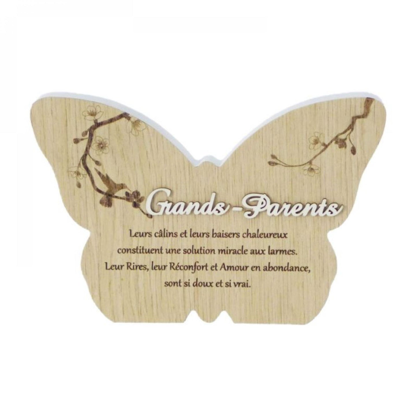 Butterfly Shape With Serenity Saying In French-Grands-Parents Plaque