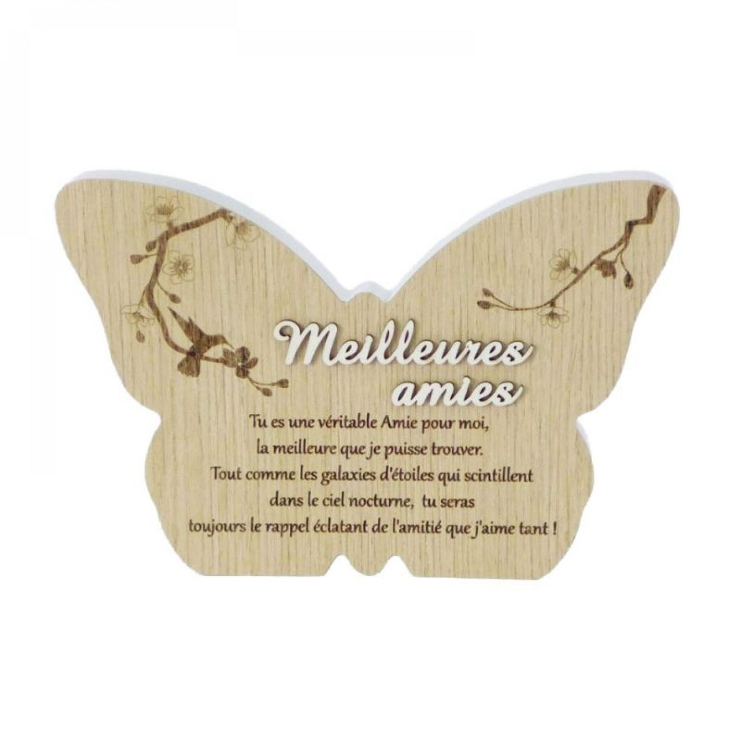 Butterfly Shape With Serenity Saying In French-Meilleures Amies Plaque