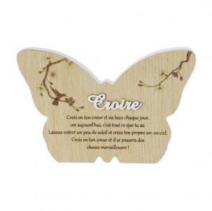 Butterfly Shape With Serenity Saying In French-Croire Plaque