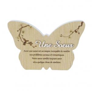 Butterfly Shape With Serenity Saying In French-Une Soeur Plaque