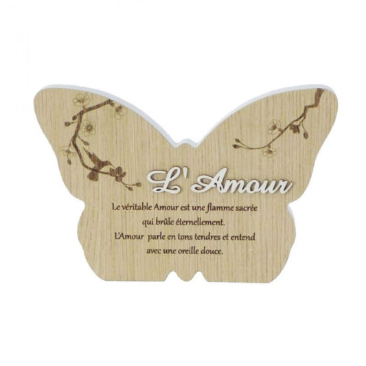 Butterfly Shape With Serenity Saying In French-L'Amour Plaque