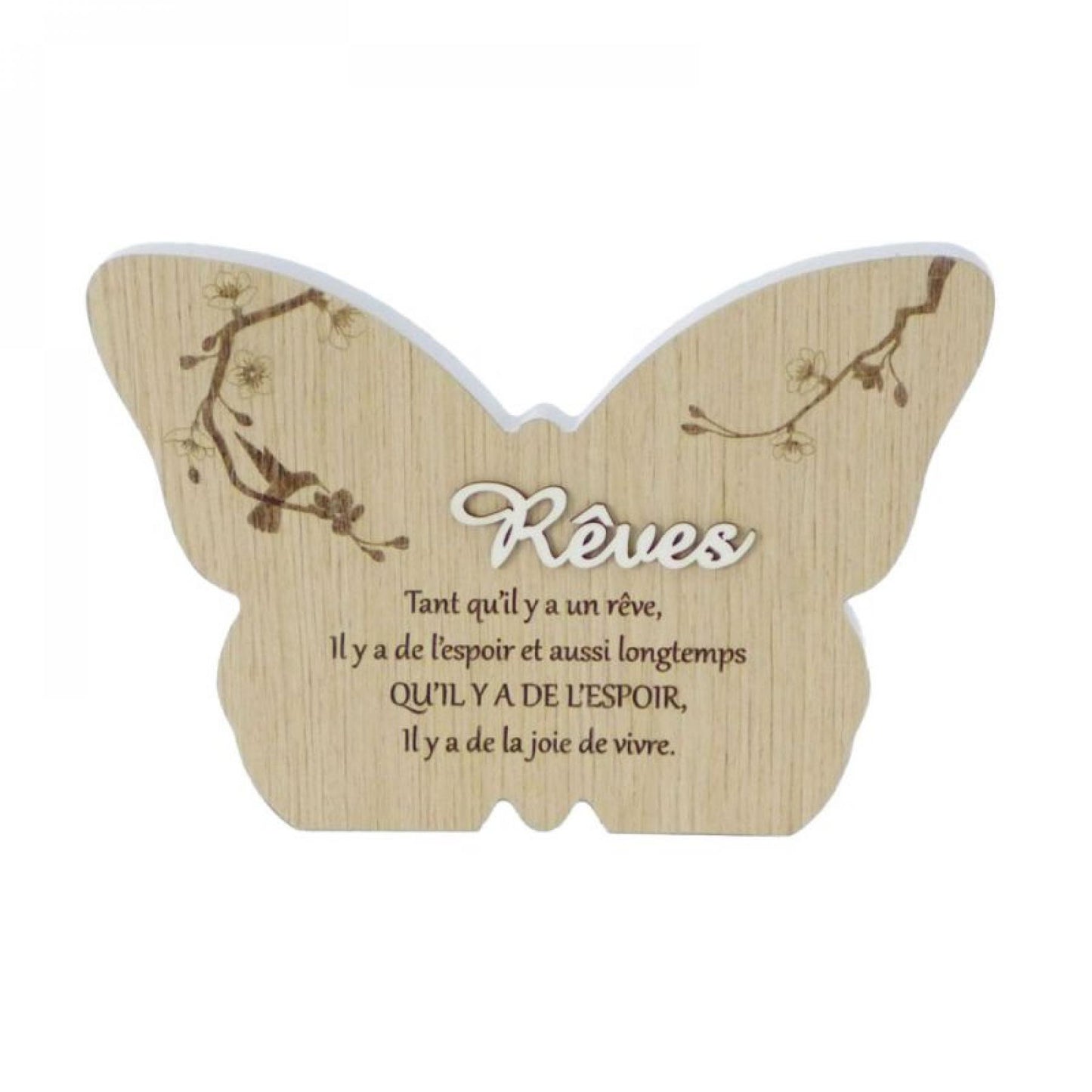 Butterfly Shape With Serenity Saying In French-Rêves Plaque