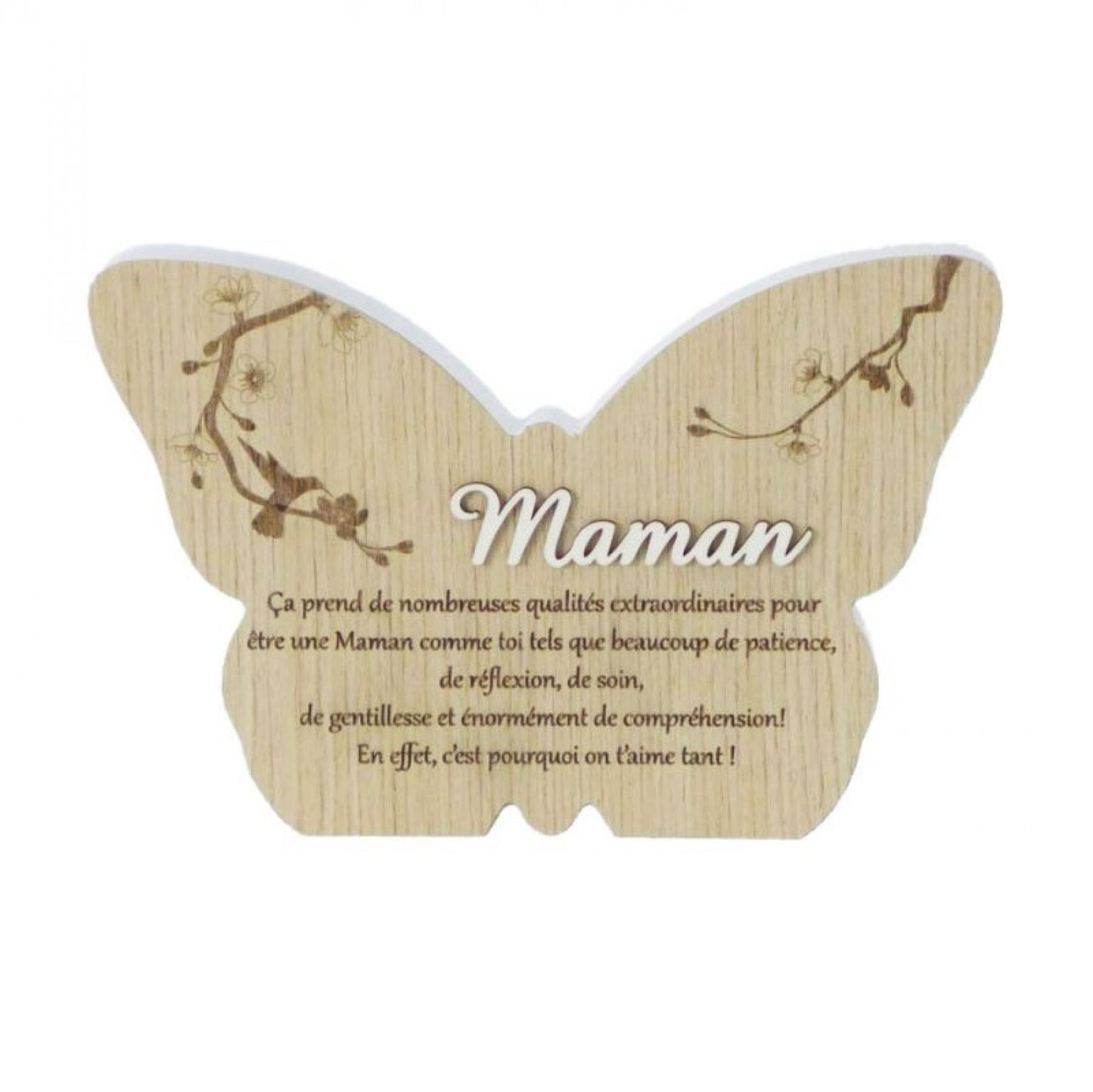 Butterfly Shape With Serenity Saying In French-Maman Plaque