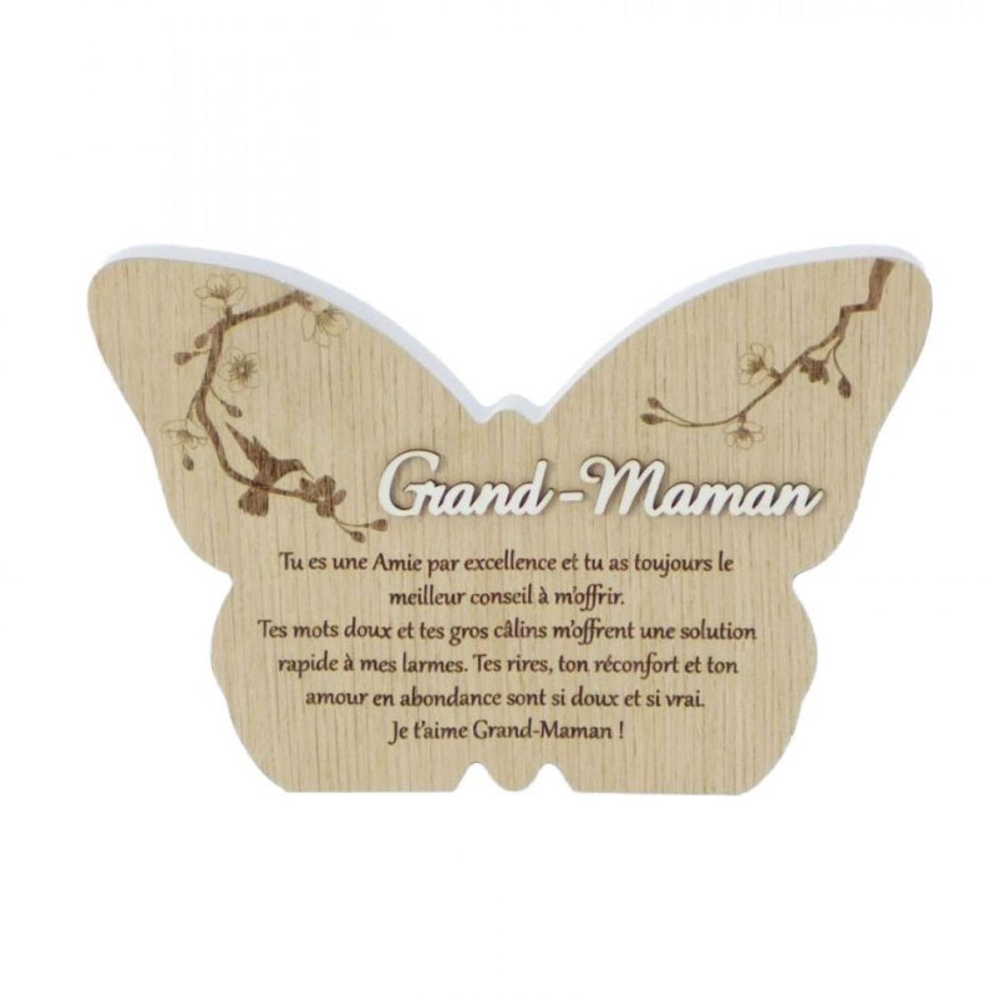 Butterfly Shape With Serenity Saying In French-Grand-Maman Plaque