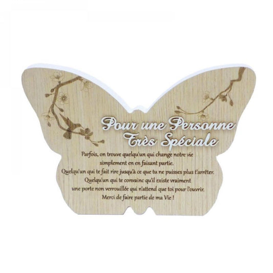 Butterfly Shape With Serenity Saying In French-Pour Une Personne Très Speciale Plaque