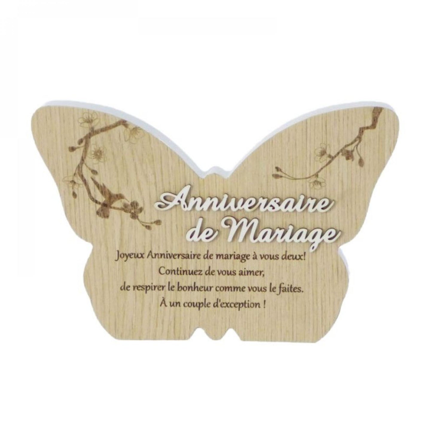 Butterfly Shape With Serenity Saying In French-Anniversaire De Mariage Plaque