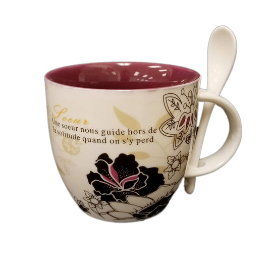 Soeur With Saying Mug And Spoon