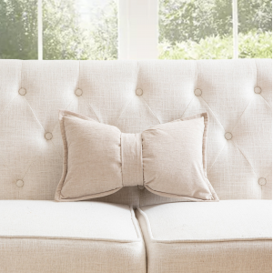 Beige Chenille With Belt And Feather Down Insert Pillow