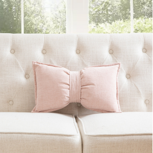 Pink Chenille With Belt And Feather Down Insert Pillow