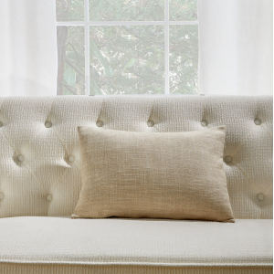 Beige Lumbar With Feather Down Insert Pillow