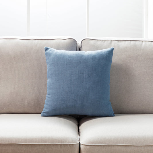 Dusty Blue Linen Blend With Feather Down Insert Pillow