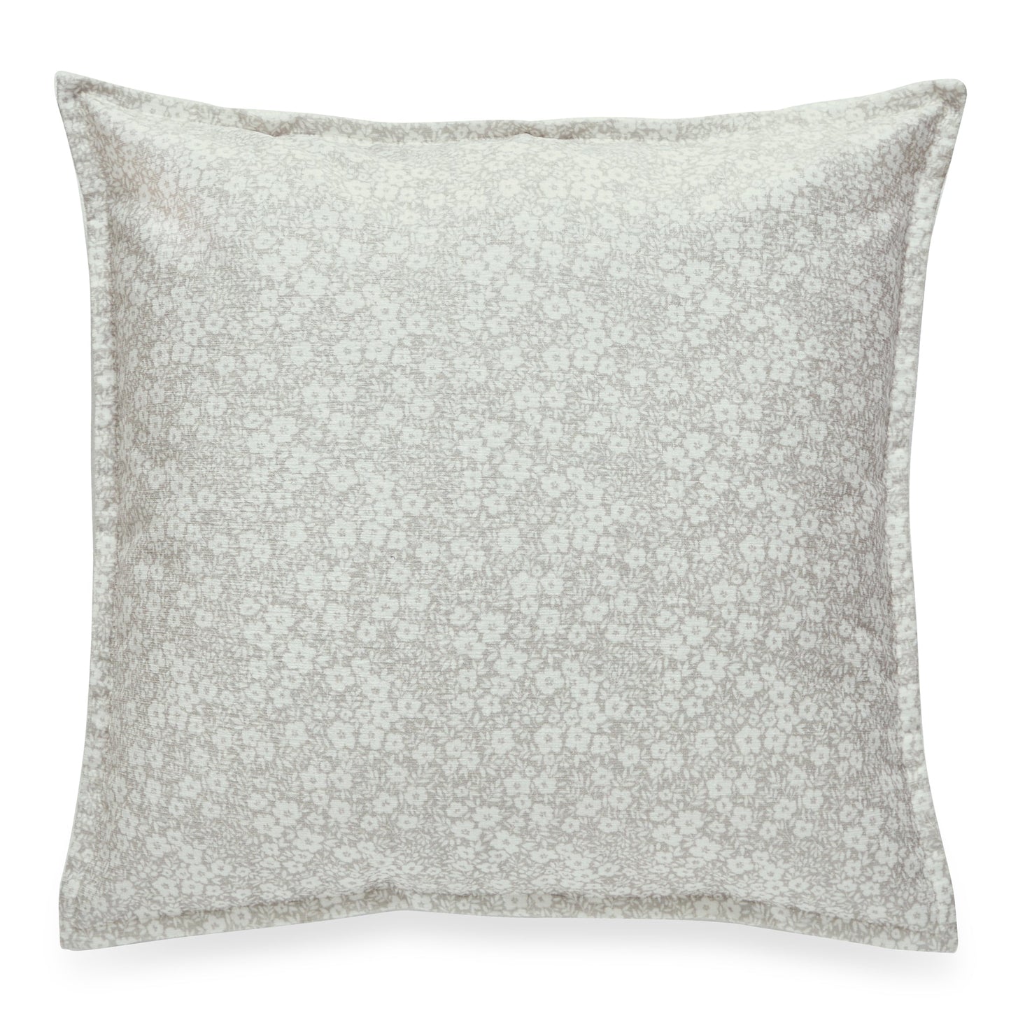 Square Beige And White Floral Print With Featherdown Insert Pillow