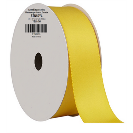 Yellow Satin 1.5" Wide 50 Yards Ribbon