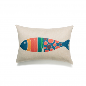 Colorful Fish On Ivory With Feather Down Insert Pillow