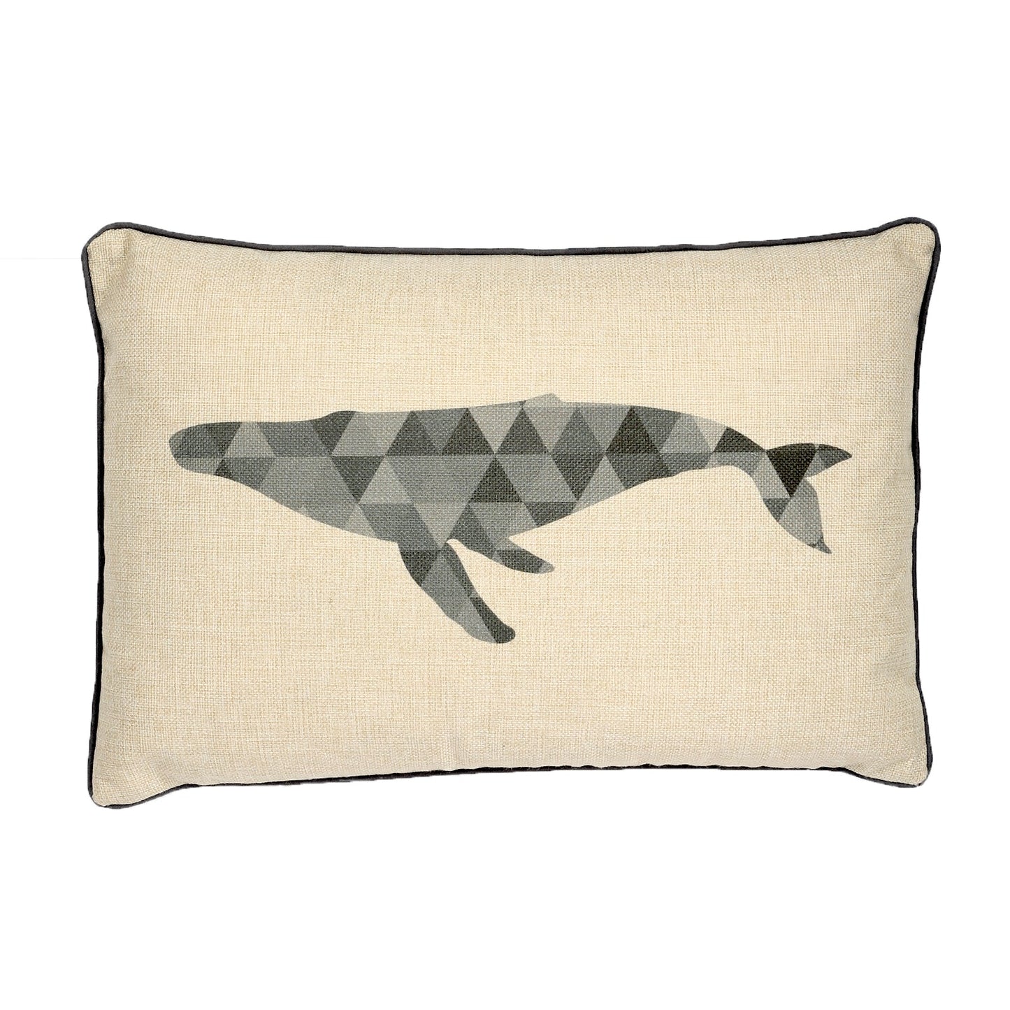 Gray Whale On Ivory With Feather Insert Pillow