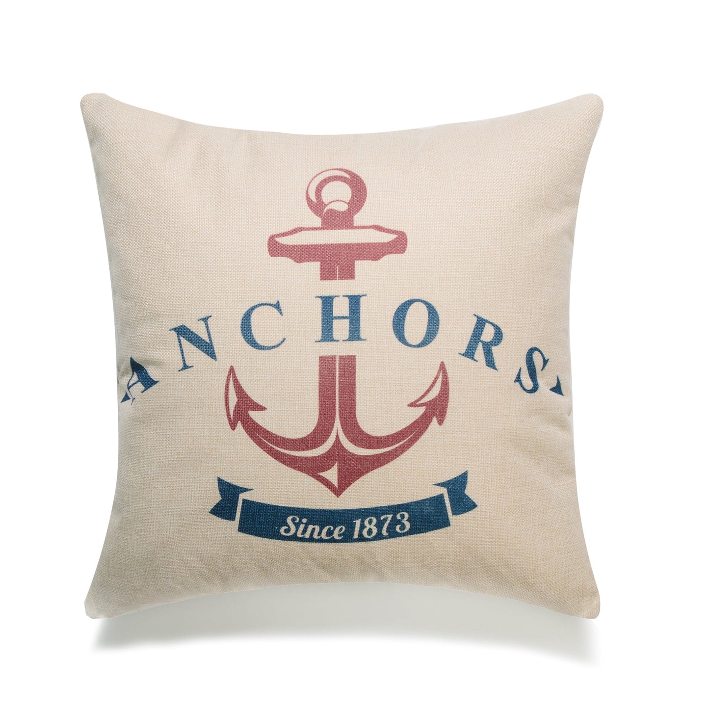 Anchors Since 1873 With Red Anchor Print And Feather Down Insert Pillow