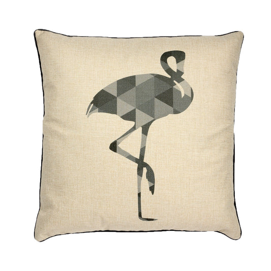 Gray Flamingo With Feather Down Insert Pillow