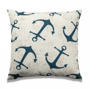 Gray With Blue Anchors Print Andfeather Insert Pillow