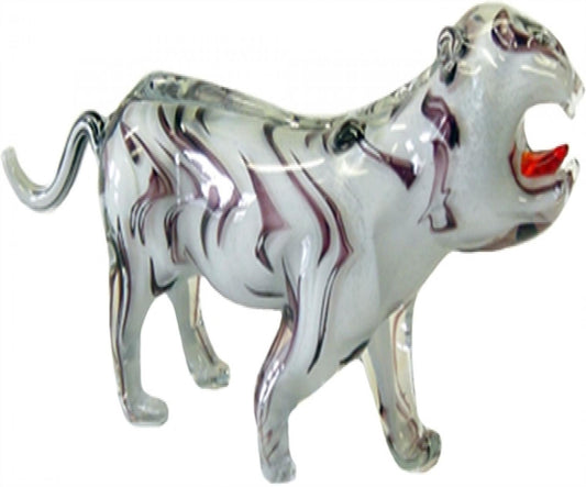 White And Purple Glass Tiger Figurine