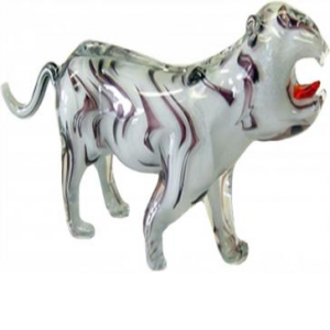 White And Purple Glass Tiger Figurine