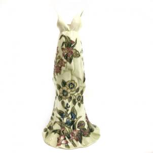 Cream Dress With Floral Print Figurine