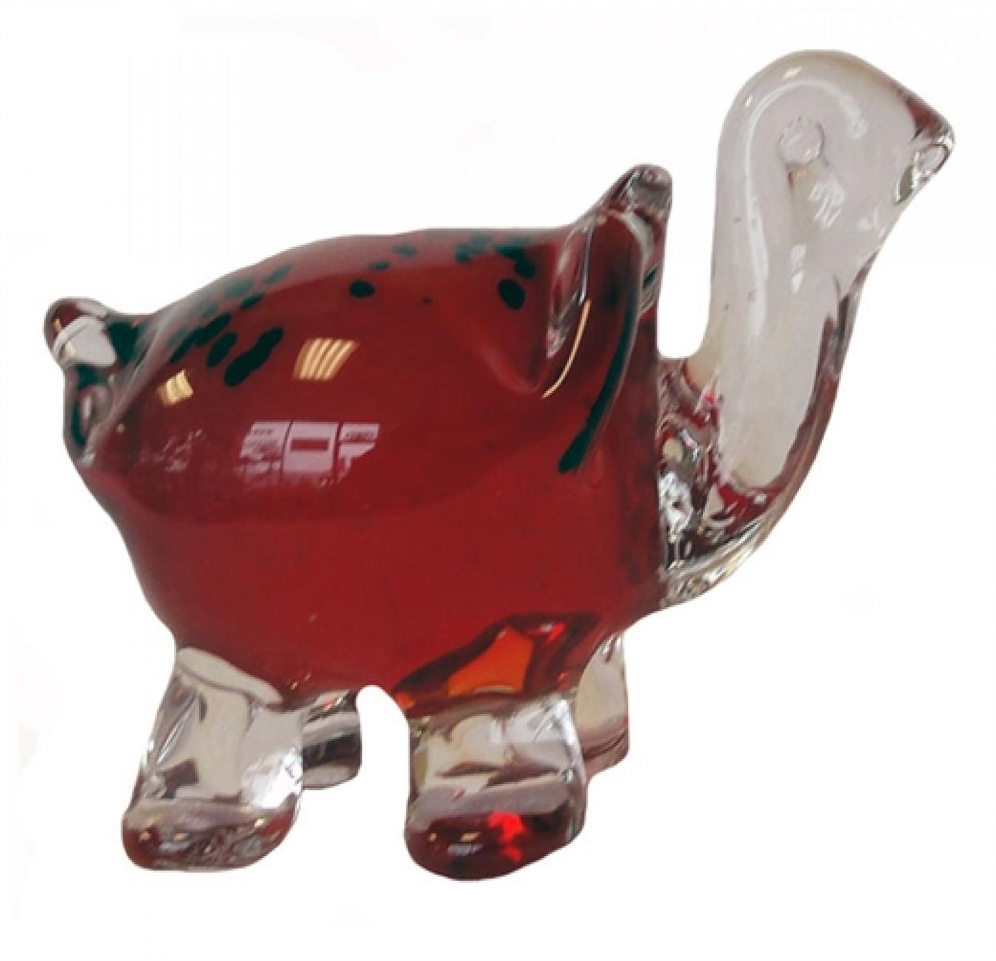 Red And Clear Hand Blown Glass Turtle Figurine