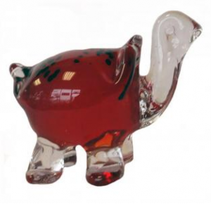 Red And Clear Hand Blown Glass Turtle Figurine