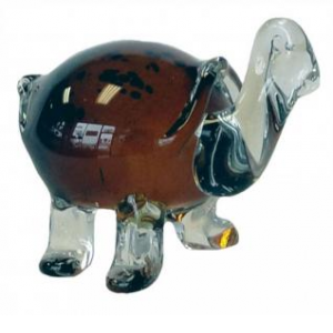 Brown Shell And Clear Glass Turtle Figurine