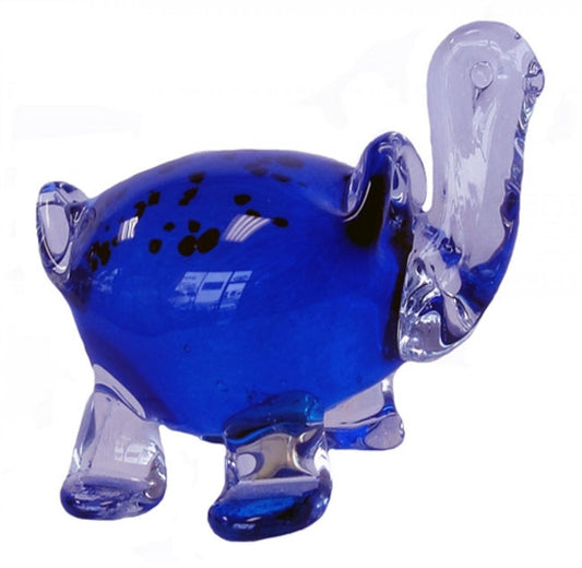 Blue Shell And Clear Glass Turtle Paperweight