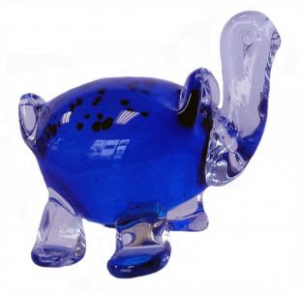 Blue Shell And Clear Glass Turtle Paperweight