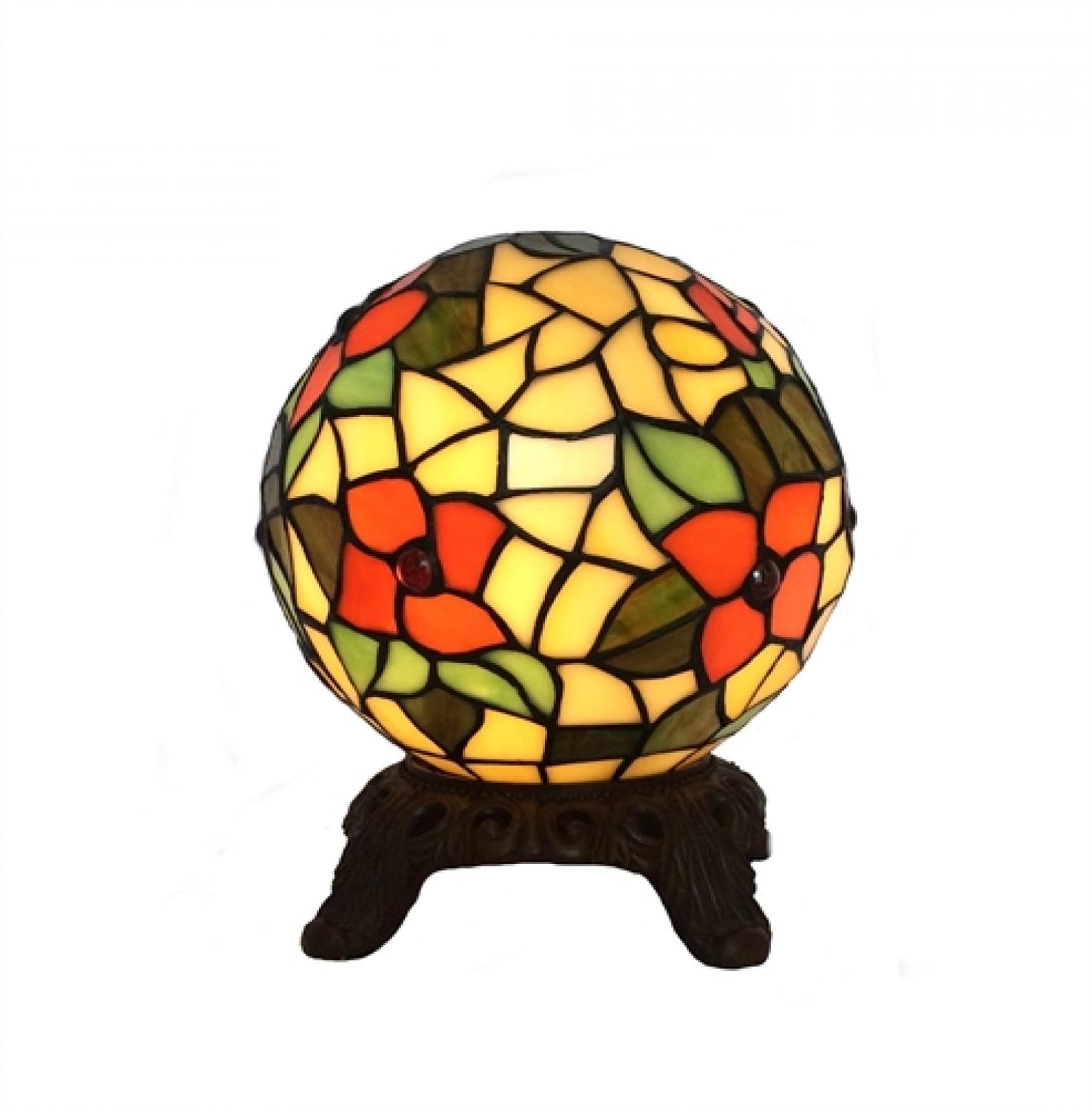 Spherical Floral Stained Glass Desk Lamp