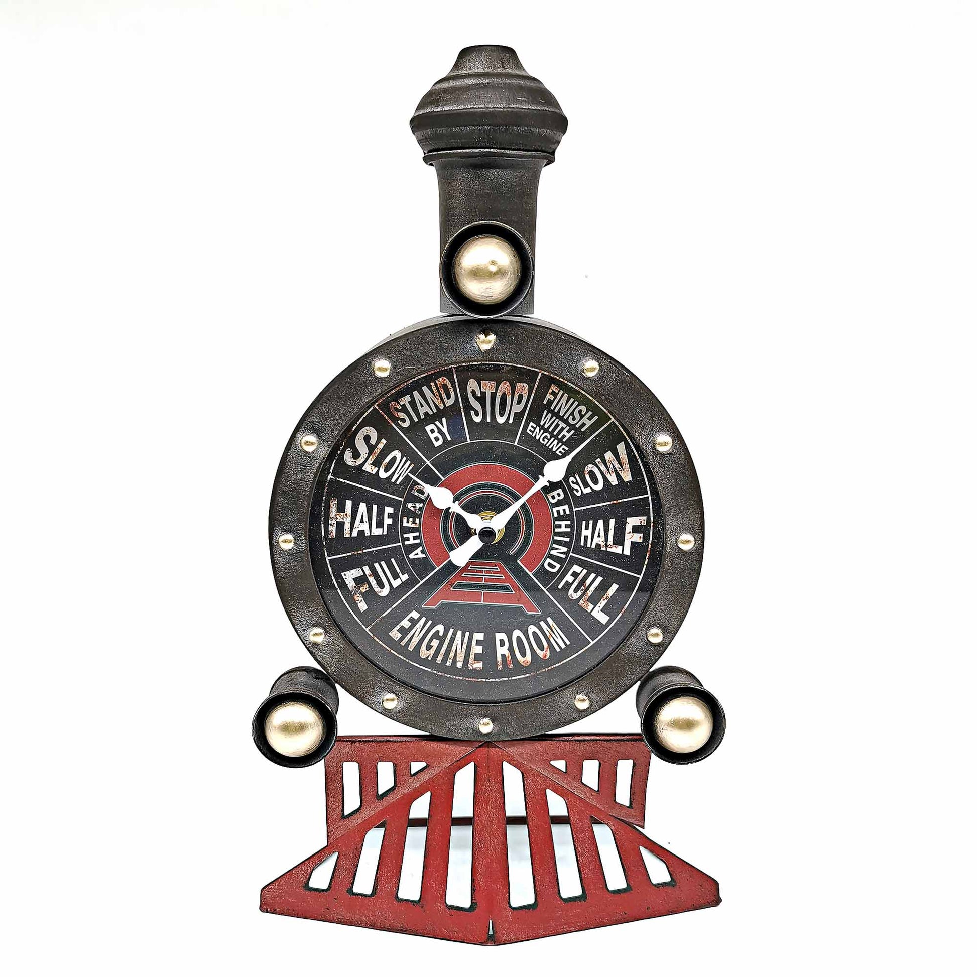 Antique Look Locomotive Front With Gauge Control Design Table Clock