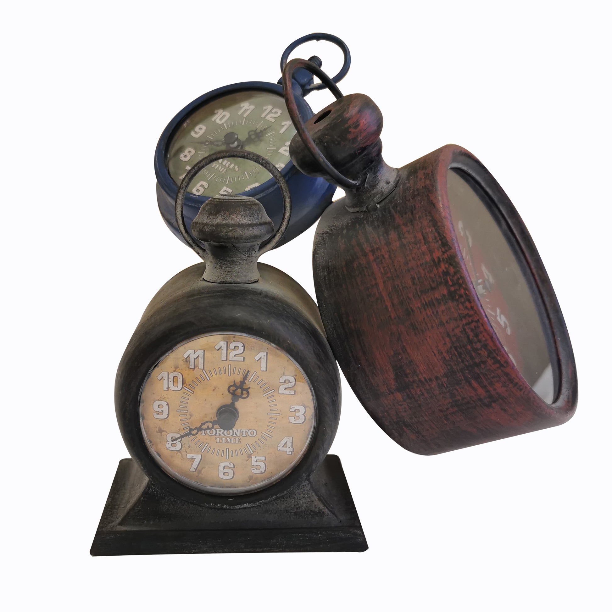 Triple Time Zone Toronto London And Paris Table Clock