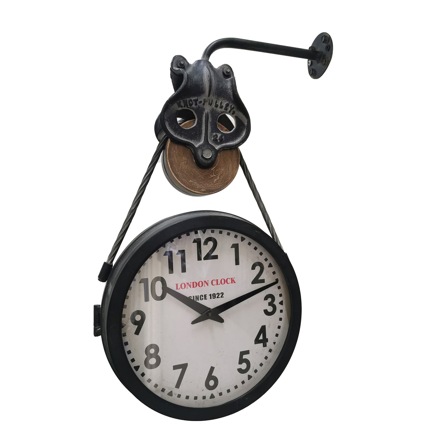 Double Face On A Pulley Wall Mount Clock