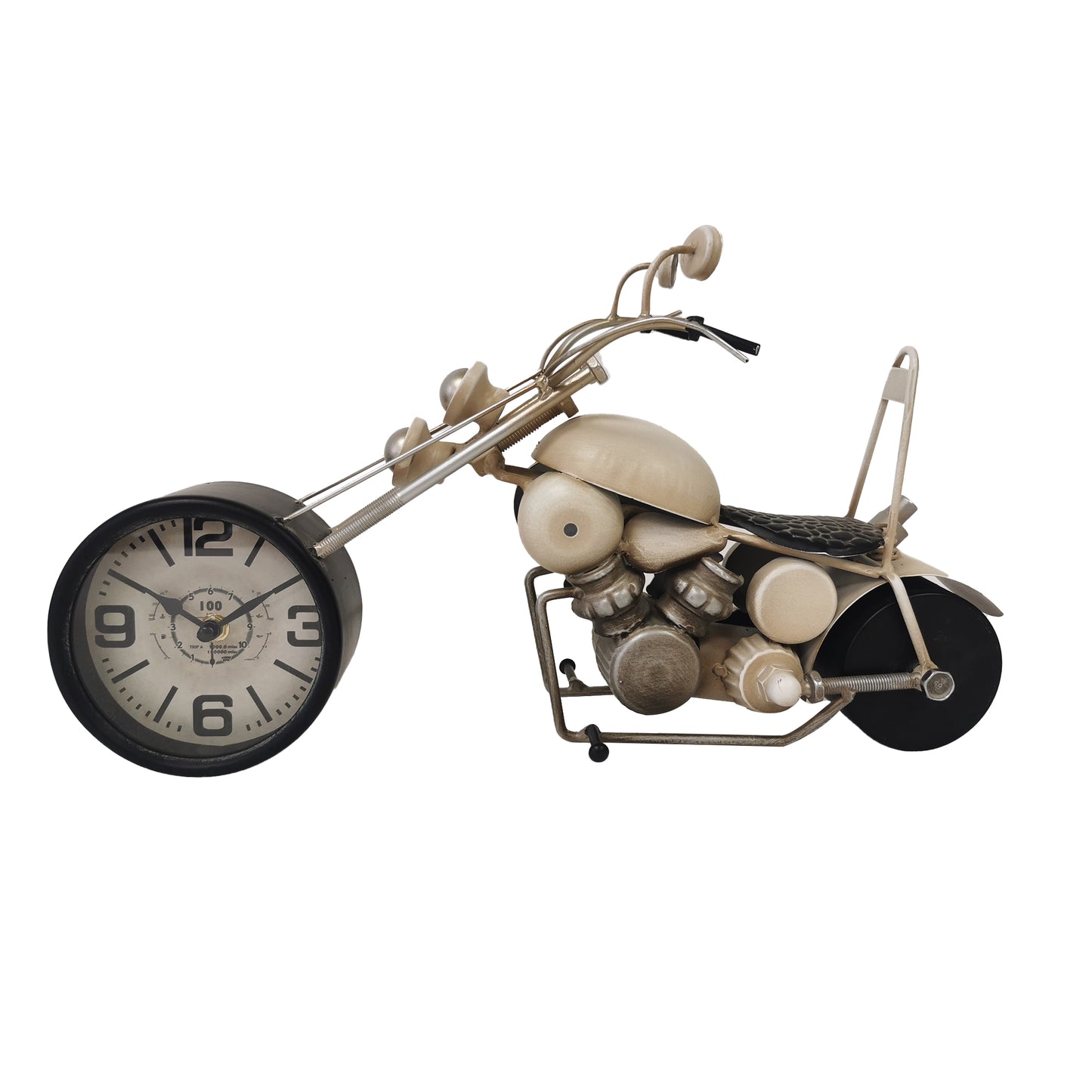 Distressed Creamy Motorbike Table Clock