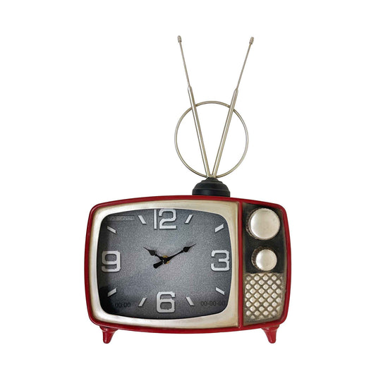 Classic Tv With Antenna Table Clock