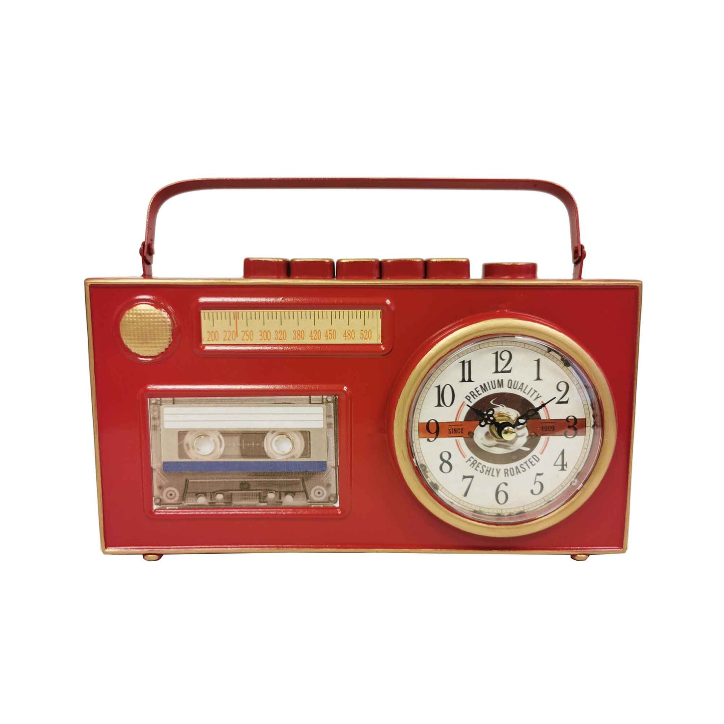 Radio/Cassette Player Look With Handle Table Clock