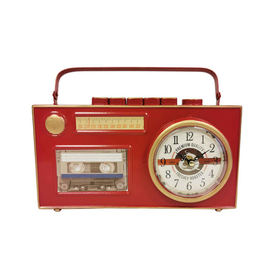 Radio/Cassette Player Look With Handle Table Clock