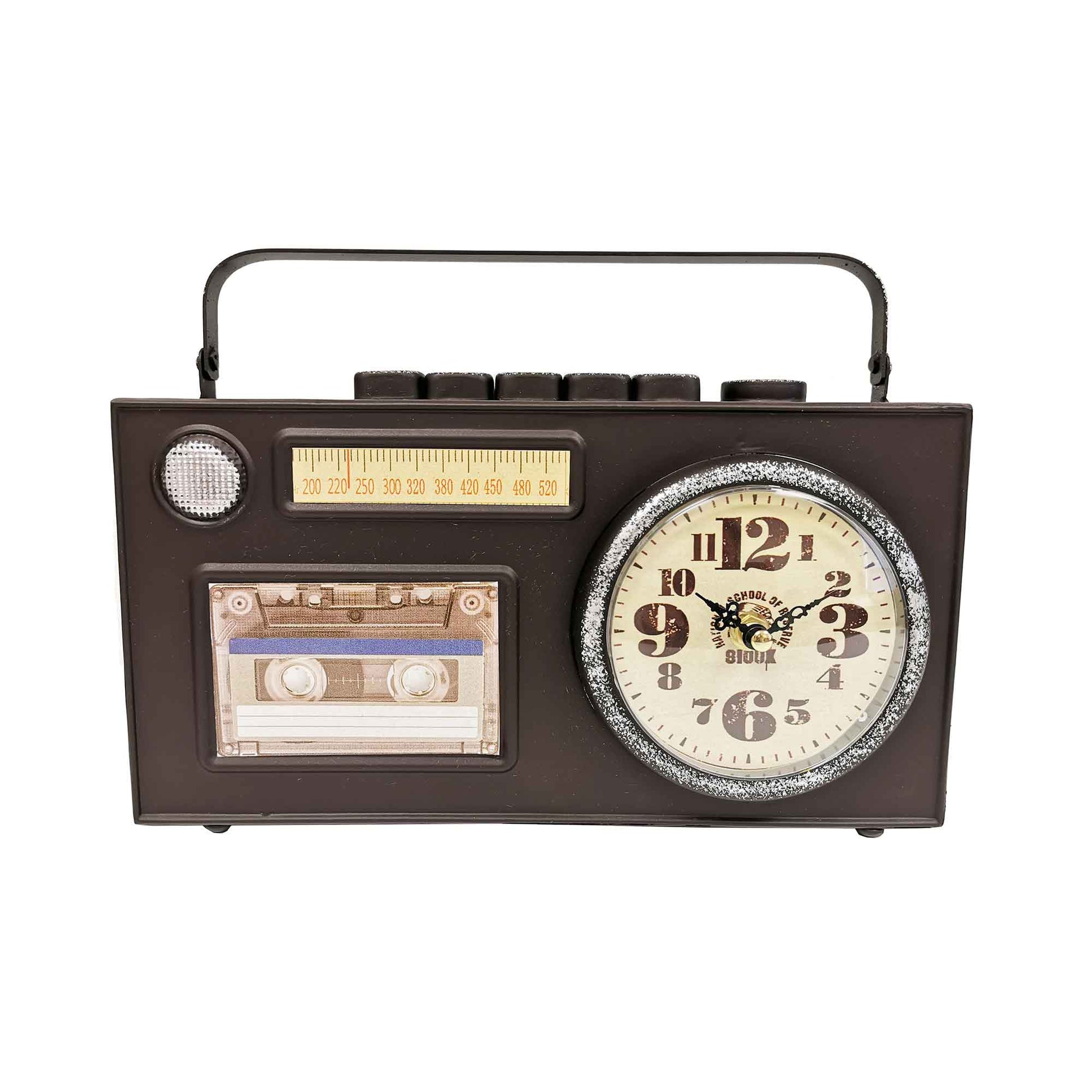 Radio/Cassette Player Look With Handle Table Clock