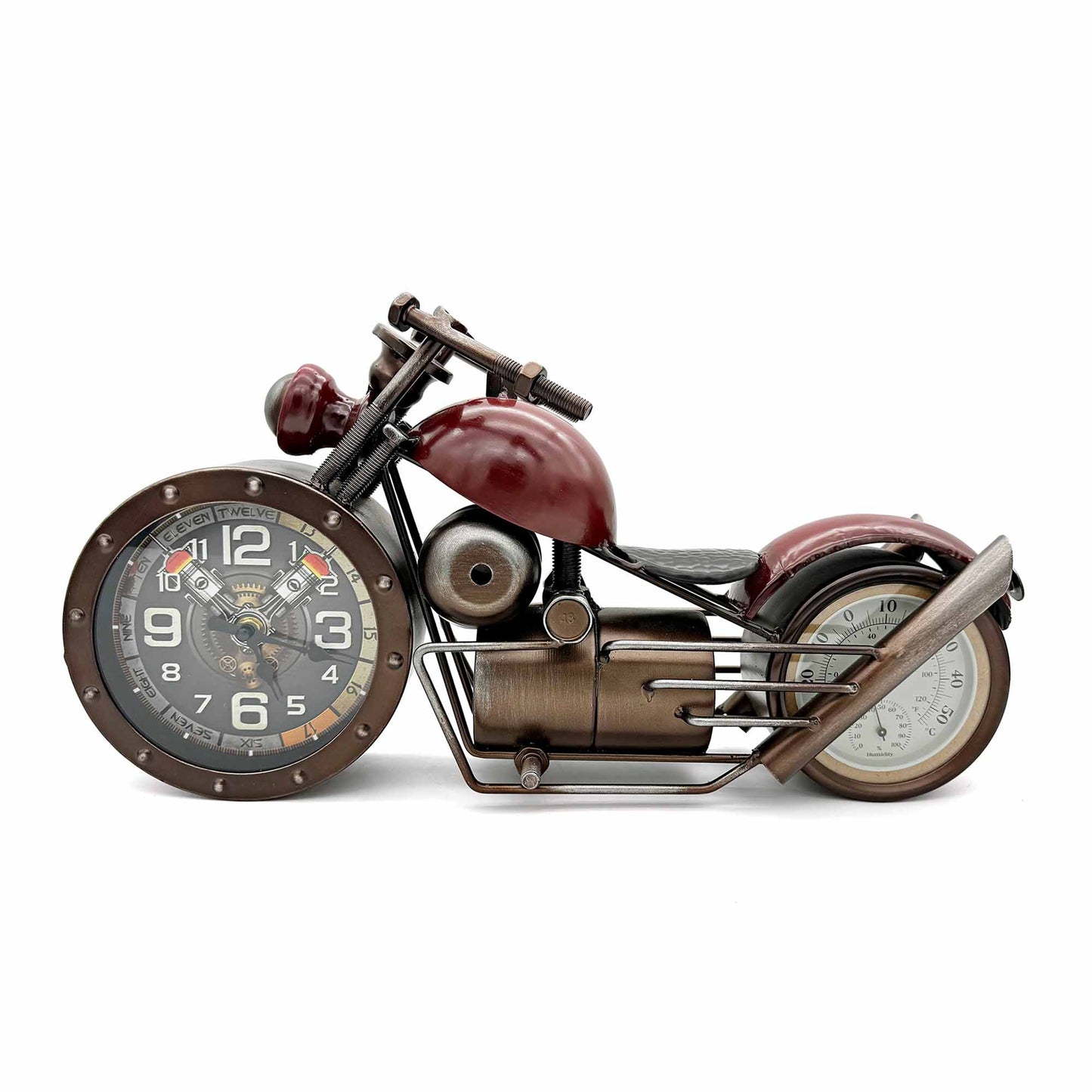 Motorcycle With Clock And Temperature Wheels Figurine