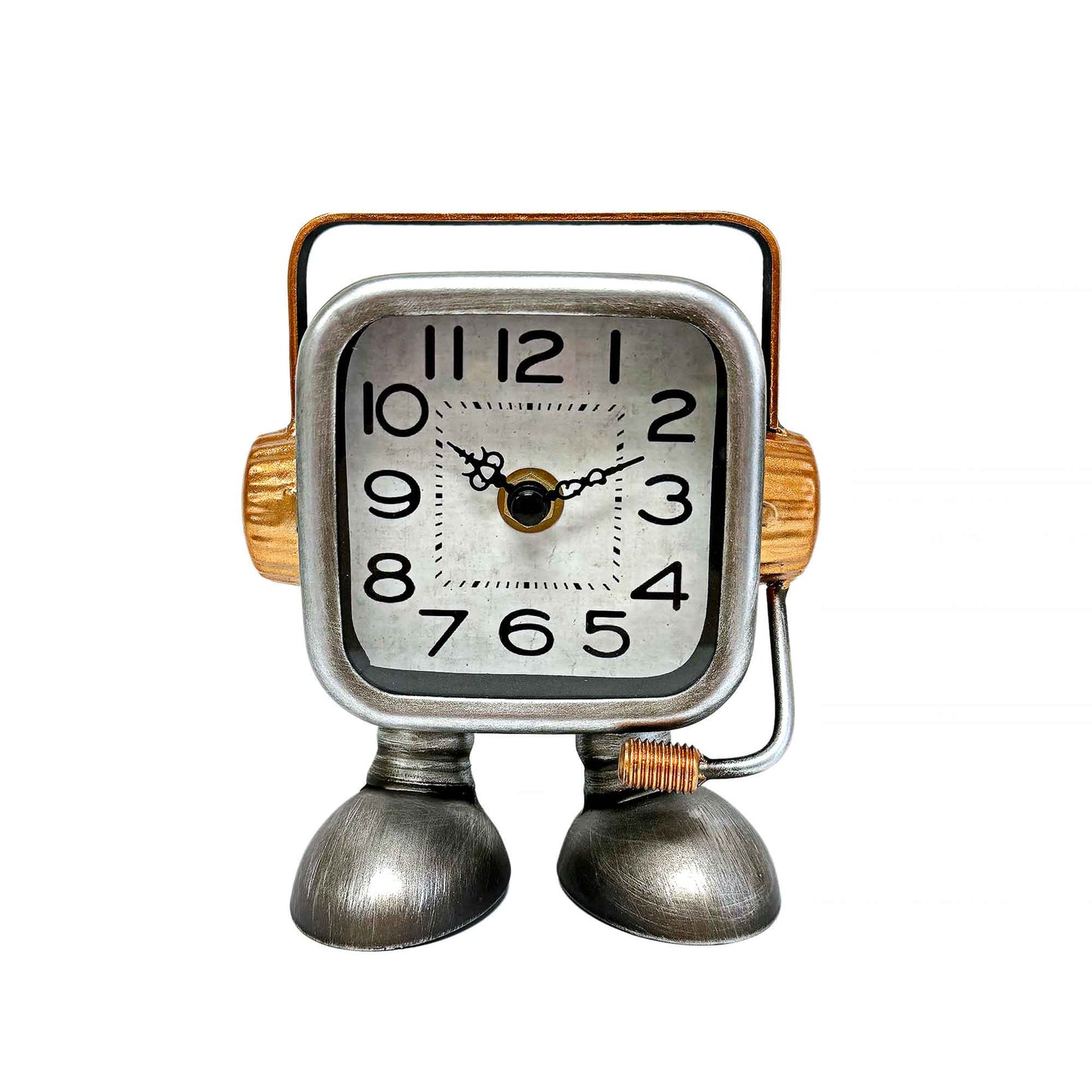 Sliver Robot With Headphones And Mic Table Clock