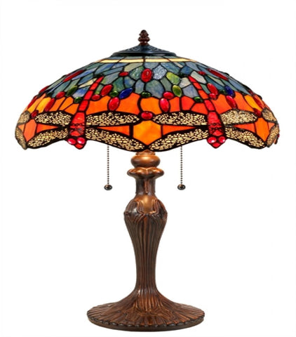 Multi Colored Hanging Dragonflies Tiffany Style Table Lamp