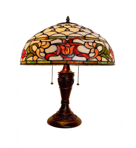 Multi Color Stained Glass Double Pull Table Lamp