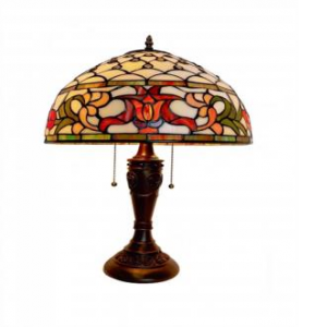 Multi Color Stained Glass Double Pull Table Lamp