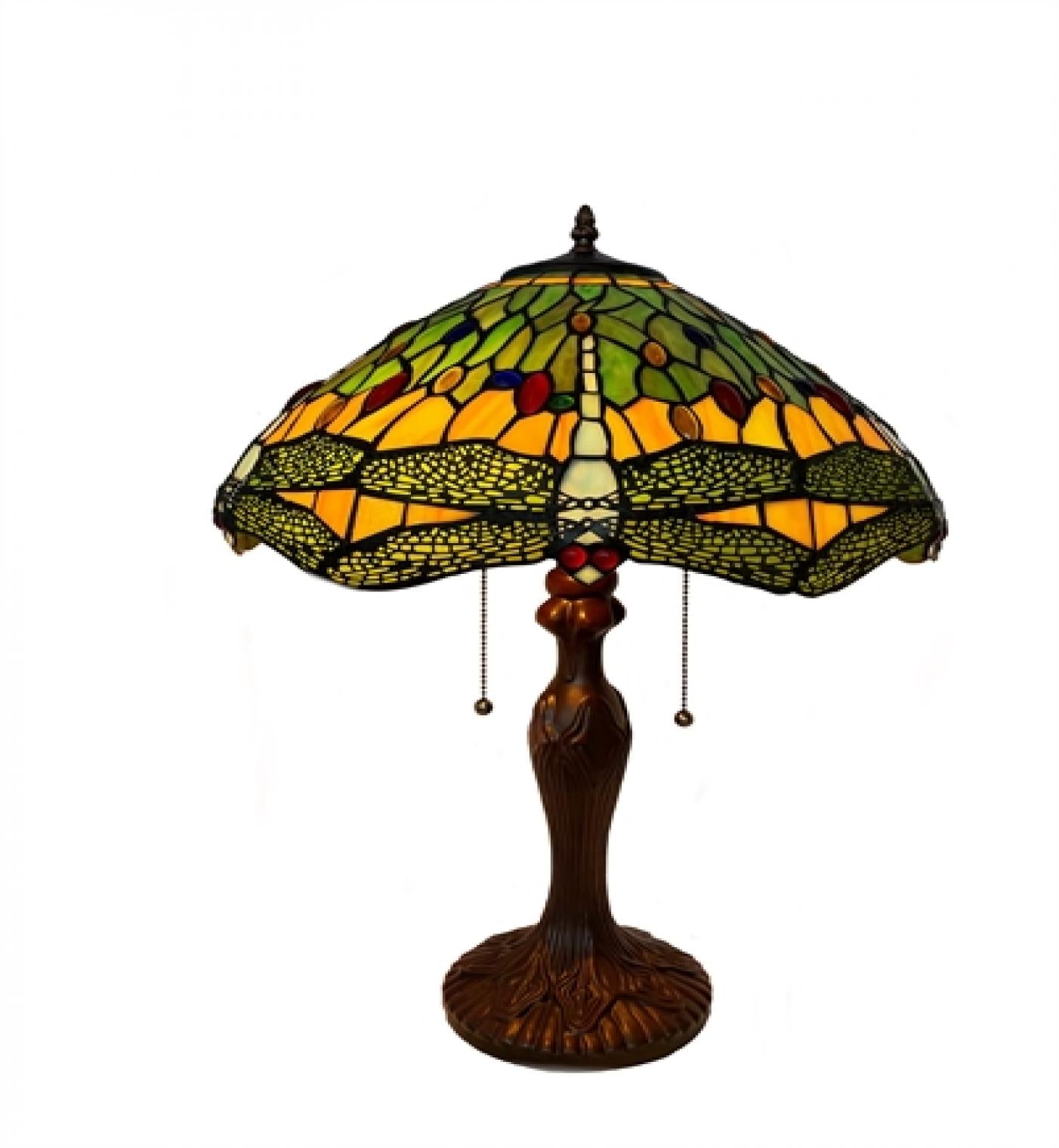 Dragonflies And Greenery Stained Glass Table Lamp