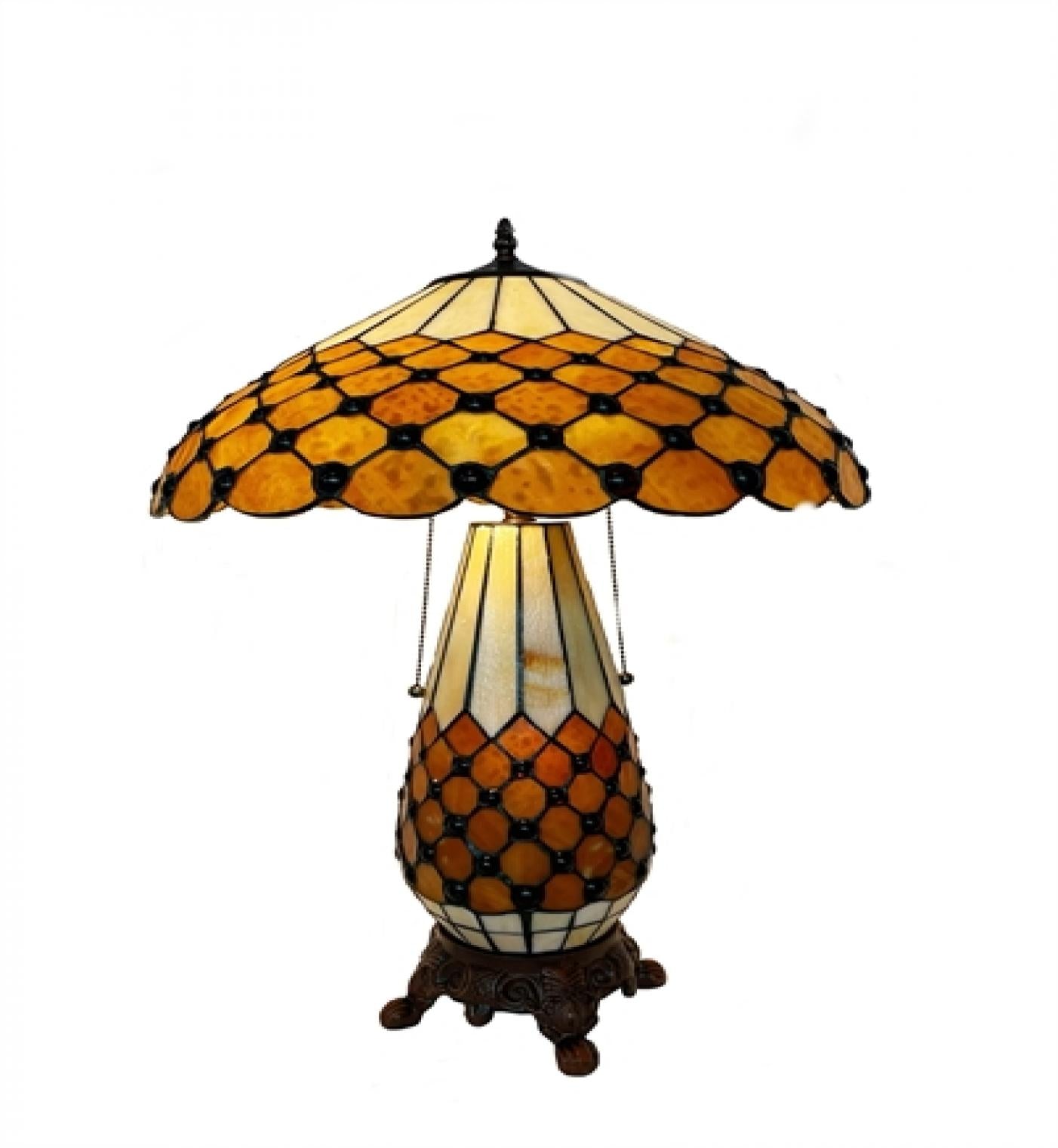 Stained Glass Shade With Matching Base Pattern Table Lamp