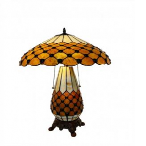 Stained Glass Shade With Matching Base Pattern Table Lamp