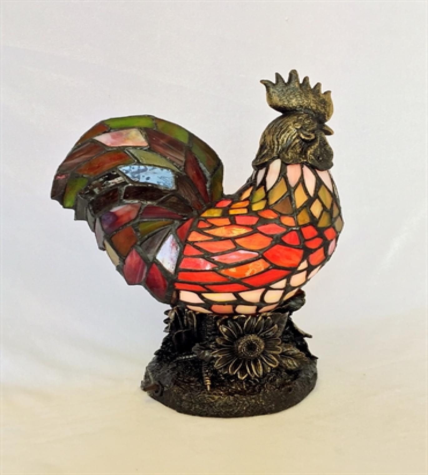 Tiffany Style Stained Glass Rooster Table Lamp