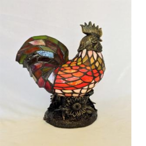 Tiffany Style Stained Glass Rooster Table Lamp