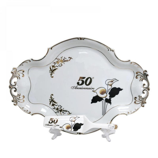 50E Anniversaire With Calla Lily. Server And Cake Tray